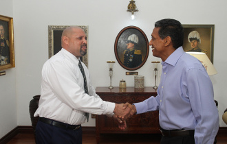 President Faure welcomes Steven Baccus to State House