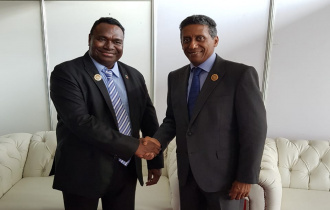 President Faure undertakes a bilateral discussion with H.E. Deputy Prime Minister of Papua New Guinea