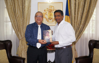 Seychellois Author Flavien Joubert pays courtesy call on the President