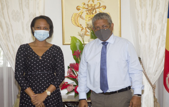 President receives accomplished Seychellois Teacher Miss Merna Eulentin