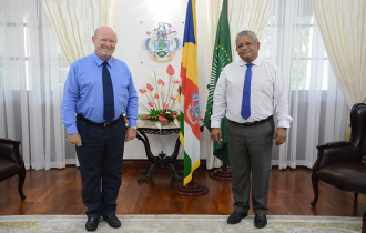 President receives Mr Alain St Ange at State House