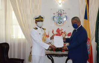 President Ramkalawan promotes Lieutenant Colonel Jean Attala as the Commander of the Seychelles Coast Guard