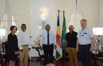 The President holds discussions with representatives of the Nature Seychelles