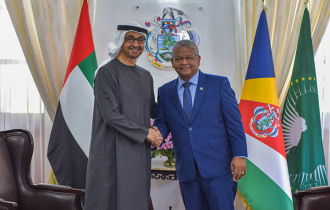 President Ramkalawan welcomes President of the UAE, His Highness Sheikh Mohamed Bin Zayed Al Nahyan at State House