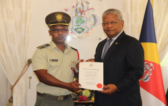President Ramkalawan formally promotes Lieutenant Colonel Allain Pierre