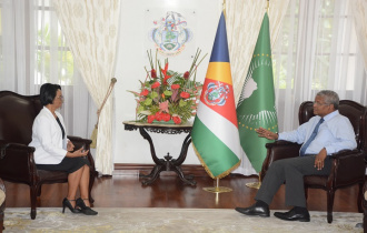 President Ramkalawan receives Ambassador Lalatiana Accouche ahead of her new posting
