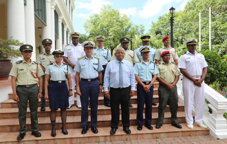 Returning Seychelles Defence Force Officers Pay Courtesy Call on President Ramkalawan