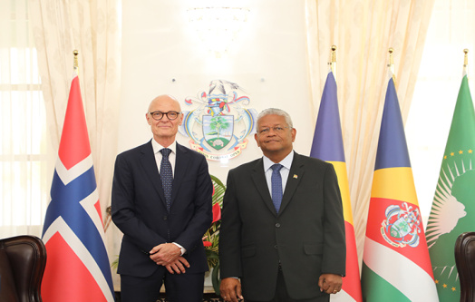 President Ramkalawan Receives Norwegian Ambassador Holm for Farewell Visit