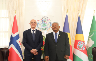 President Ramkalawan Receives Norwegian Ambassador Holm for Farewell Visit