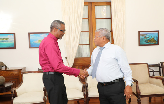 President Ramkalawan Welcomes Newly Ordained Anglican Bishop Danny Elizabeth for Courtesy Visit
