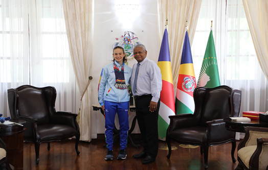 President Ramkalawan Congratulates Seychellois Swimming Sensation Angelina Smythe