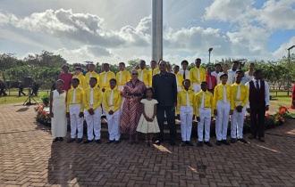 Constitution Day celebrations commence with flag-raising ceremony at Monument Lavwa Lanasyon