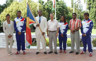 Handing Over Of The Seychelles National Flag By President Michel