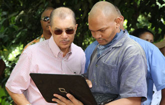 President Michel visits small businesses in southern districts of Mahe.