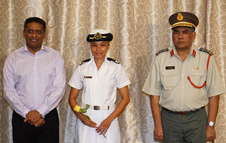 President Faure Promotes Officer of the Seychelles Coast Guard on International Women’s Day