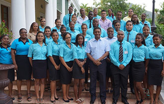 President Danny Faure receives members of the Seychelles National Youth Assembly at State House