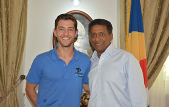 President Faure meets Seychellois Professional Triathlete