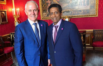 President Danny Faure meets Prime Minister Turnbull during CHOGM Retreat at Windsor Castle