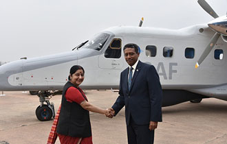 External Affairs Minister for India handed over Dornier Aircraft to President Danny Faure
