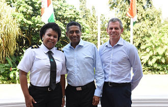 President Faure meets First Female Second Officer onboard Seychelles Tankers