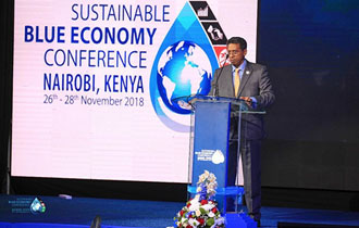 President Faure addresses the Global Conference on Sustainable Blue Economy