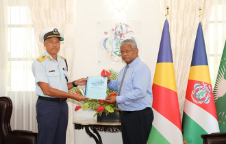President Ramkalawan Receives Seychelles Defence Forces Annual Report 2024