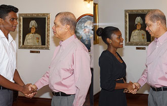 Top performing A Level students from SALS meet with President Michel
